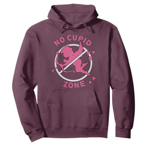 Funny Anti Valentine's Day Hoodie No Cupid Zone TS11 Maroon Print Your Wear