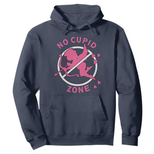 Funny Anti Valentine's Day Hoodie No Cupid Zone TS11 Navy Print Your Wear