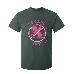 Funny Anti Valentine's Day T Shirt For Kid No Cupid Zone TS11 Dark Forest Green Print Your Wear