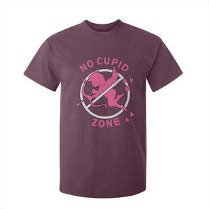 Funny Anti Valentine's Day T Shirt For Kid No Cupid Zone TS11 Maroon Print Your Wear