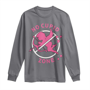 Funny Anti Valentine's Day Long Sleeve Shirt No Cupid Zone TS11 Charcoal Print Your Wear