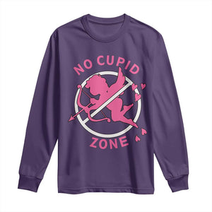 Funny Anti Valentine's Day Long Sleeve Shirt No Cupid Zone TS11 Purple Print Your Wear