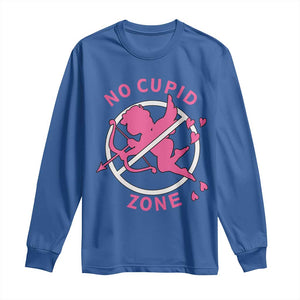 Funny Anti Valentine's Day Long Sleeve Shirt No Cupid Zone TS11 Royal Blue Print Your Wear