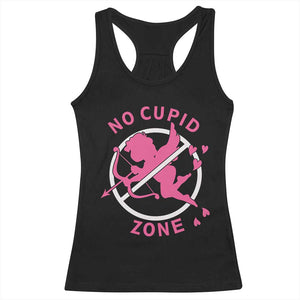 Funny Anti Valentine's Day Racerback Tank Top No Cupid Zone TS11 Black Print Your Wear