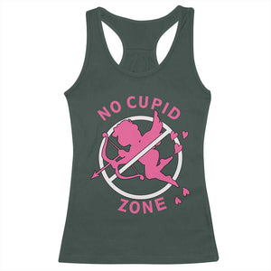 Funny Anti Valentine's Day Racerback Tank Top No Cupid Zone TS11 Dark Forest Green Print Your Wear