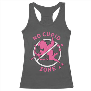 Funny Anti Valentine's Day Racerback Tank Top No Cupid Zone TS11 Dark Heather Print Your Wear