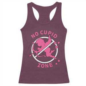 Funny Anti Valentine's Day Racerback Tank Top No Cupid Zone TS11 Maroon Print Your Wear