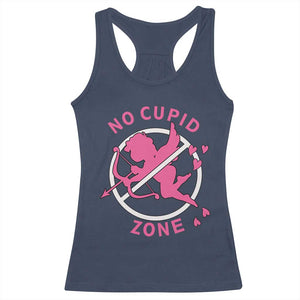 Funny Anti Valentine's Day Racerback Tank Top No Cupid Zone TS11 Navy Print Your Wear