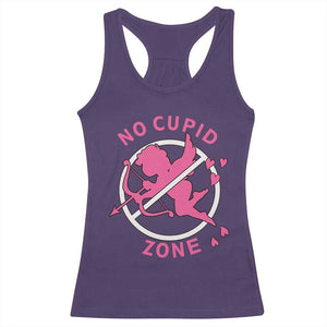 Funny Anti Valentine's Day Racerback Tank Top No Cupid Zone TS11 Purple Print Your Wear