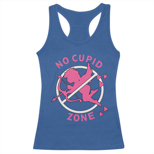 Funny Anti Valentine's Day Racerback Tank Top No Cupid Zone TS11 Royal Blue Print Your Wear