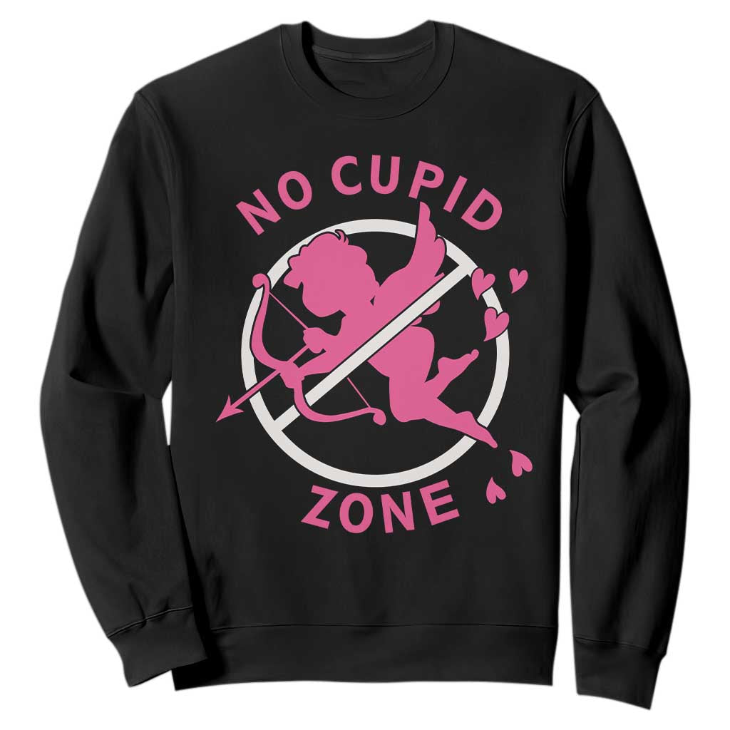 Funny Anti Valentine's Day Sweatshirt No Cupid Zone TS11 Black Print Your Wear