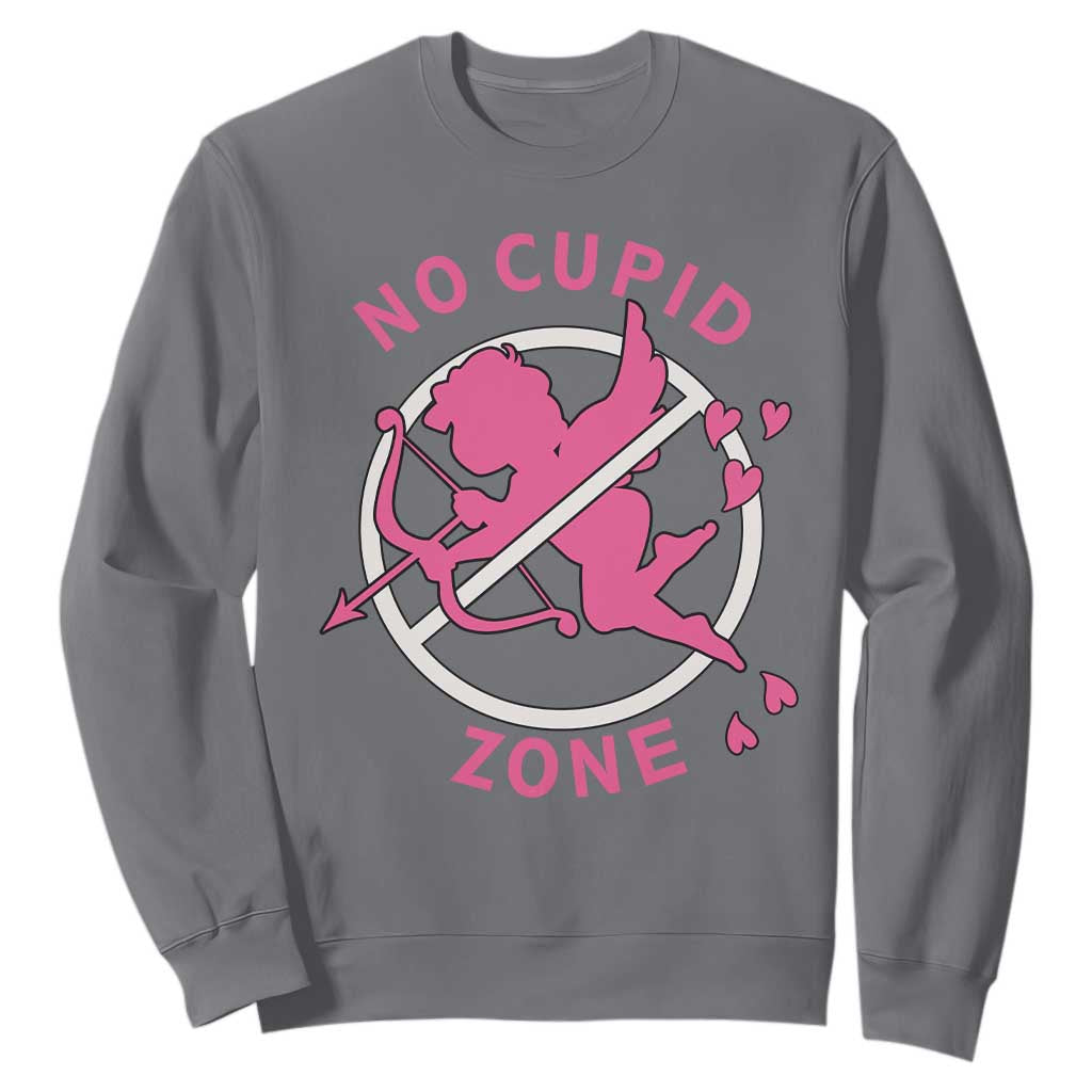 Funny Anti Valentine's Day Sweatshirt No Cupid Zone TS11 Charcoal Print Your Wear