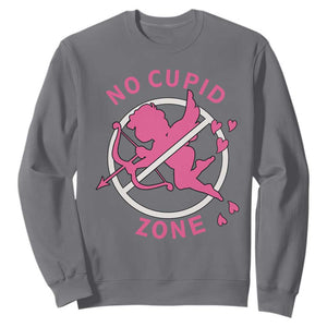 Funny Anti Valentine's Day Sweatshirt No Cupid Zone TS11 Charcoal Print Your Wear