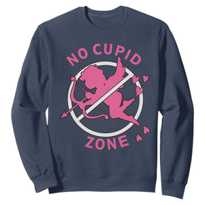 Funny Anti Valentine's Day Sweatshirt No Cupid Zone TS11 Navy Print Your Wear