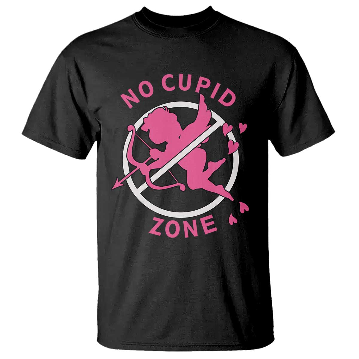 Funny Anti Valentine's Day T Shirt No Cupid Zone TS11 Black Print Your Wear