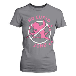 Funny Anti Valentine's Day T Shirt For Women No Cupid Zone TS11 Charcoal Print Your Wear