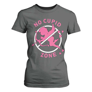 Funny Anti Valentine's Day T Shirt For Women No Cupid Zone TS11 Dark Heather Print Your Wear