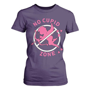 Funny Anti Valentine's Day T Shirt For Women No Cupid Zone TS11 Purple Print Your Wear