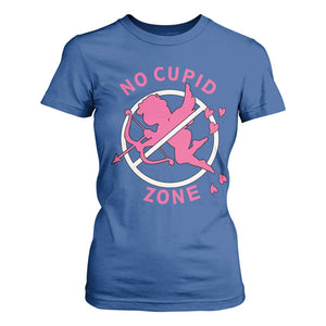 Funny Anti Valentine's Day T Shirt For Women No Cupid Zone TS11 Royal Blue Print Your Wear