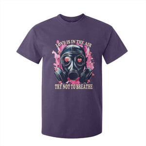 Funny Anti Valentines Day T Shirt For Kid Love Is In The Air Try Not To Breathe Gas Mask TS11 Purple Print Your Wear