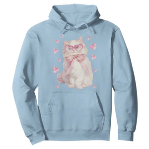 Funny Valentine's Day Cute Heart Cat Hoodie TS11 Light Blue Print Your Wear