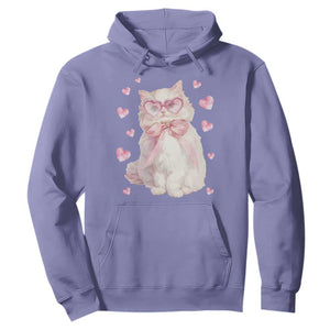 Funny Valentine's Day Cute Heart Cat Hoodie TS11 Violet Print Your Wear