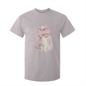 Funny Valentine's Day Cute Heart Cat T Shirt For Kid TS11 Ice Gray Print Your Wear