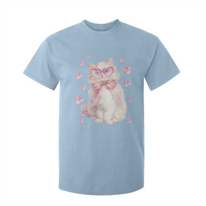 Funny Valentine's Day Cute Heart Cat T Shirt For Kid TS11 Light Blue Print Your Wear