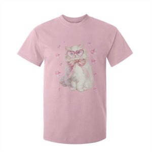 Funny Valentine's Day Cute Heart Cat T Shirt For Kid TS11 Light Pink Print Your Wear