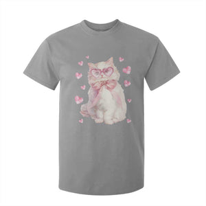 Funny Valentine's Day Cute Heart Cat T Shirt For Kid TS11 Sport Gray Print Your Wear