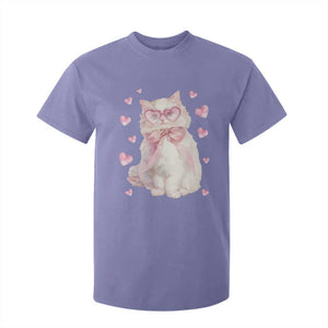 Funny Valentine's Day Cute Heart Cat T Shirt For Kid TS11 Violet Print Your Wear