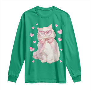 Funny Valentine's Day Cute Heart Cat Long Sleeve Shirt TS11 Irish Green Print Your Wear