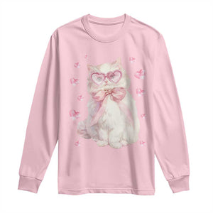 Funny Valentine's Day Cute Heart Cat Long Sleeve Shirt TS11 Light Pink Print Your Wear