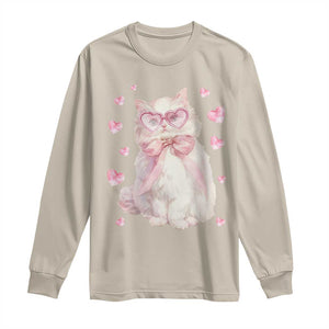 Funny Valentine's Day Cute Heart Cat Long Sleeve Shirt TS11 Sand Print Your Wear