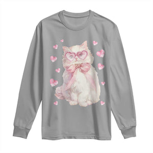 Funny Valentine's Day Cute Heart Cat Long Sleeve Shirt TS11 Sport Gray Print Your Wear