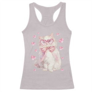 Funny Valentine's Day Cute Heart Cat Racerback Tank Top TS11 Ice Gray Print Your Wear