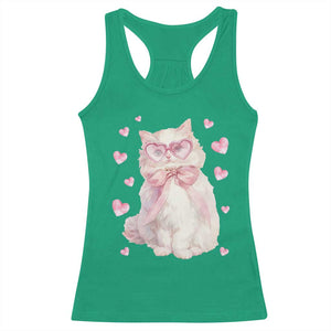 Funny Valentine's Day Cute Heart Cat Racerback Tank Top TS11 Irish Green Print Your Wear