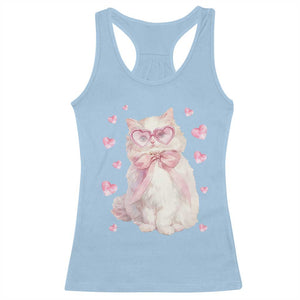 Funny Valentine's Day Cute Heart Cat Racerback Tank Top TS11 Light Blue Print Your Wear