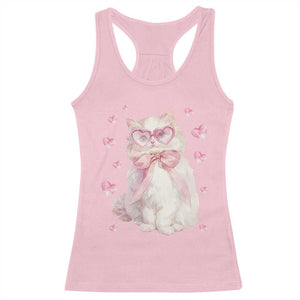 Funny Valentine's Day Cute Heart Cat Racerback Tank Top TS11 Light Pink Print Your Wear