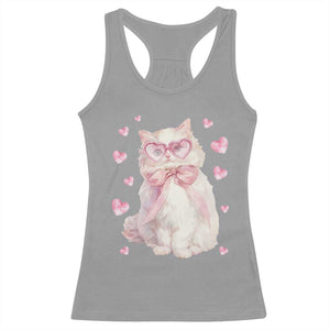 Funny Valentine's Day Cute Heart Cat Racerback Tank Top TS11 Sport Gray Print Your Wear