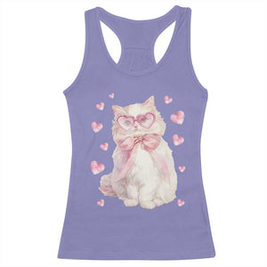 Funny Valentine's Day Cute Heart Cat Racerback Tank Top TS11 Violet Print Your Wear