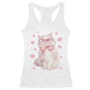 Funny Valentine's Day Cute Heart Cat Racerback Tank Top TS11 White Print Your Wear