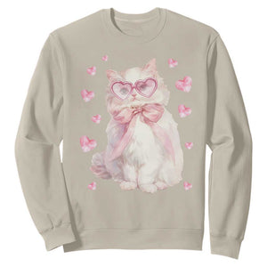 Funny Valentine's Day Cute Heart Cat Sweatshirt TS11 Sand Print Your Wear