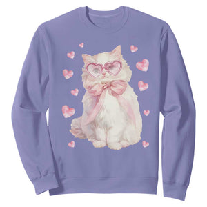 Funny Valentine's Day Cute Heart Cat Sweatshirt TS11 Violet Print Your Wear