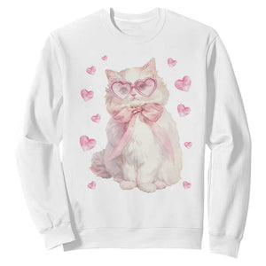 Funny Valentine's Day Cute Heart Cat Sweatshirt TS11 White Print Your Wear