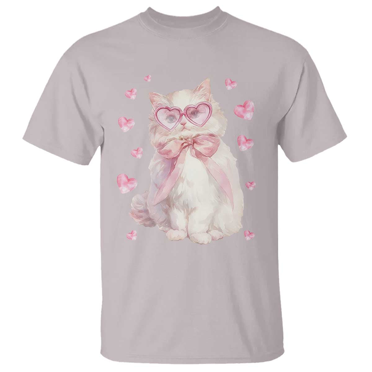 Funny Valentine's Day Cute Heart Cat T Shirt TS11 Ice Gray Print Your Wear