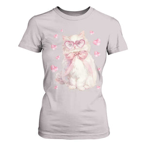 Funny Valentine's Day Cute Heart Cat T Shirt For Women TS11 Ice Gray Print Your Wear