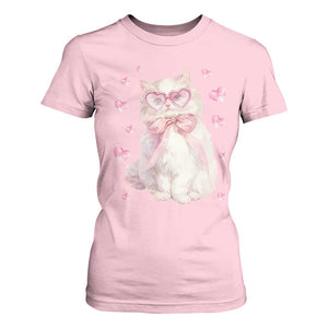 Funny Valentine's Day Cute Heart Cat T Shirt For Women TS11 Light Pink Print Your Wear