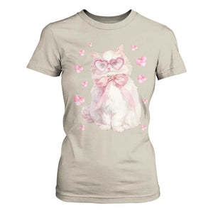 Funny Valentine's Day Cute Heart Cat T Shirt For Women TS11 Sand Print Your Wear