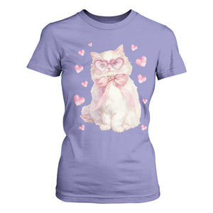 Funny Valentine's Day Cute Heart Cat T Shirt For Women TS11 Violet Print Your Wear